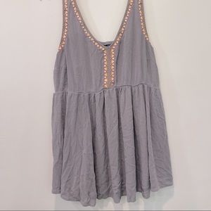 Grey TORRID babydoll top with embroidery detail